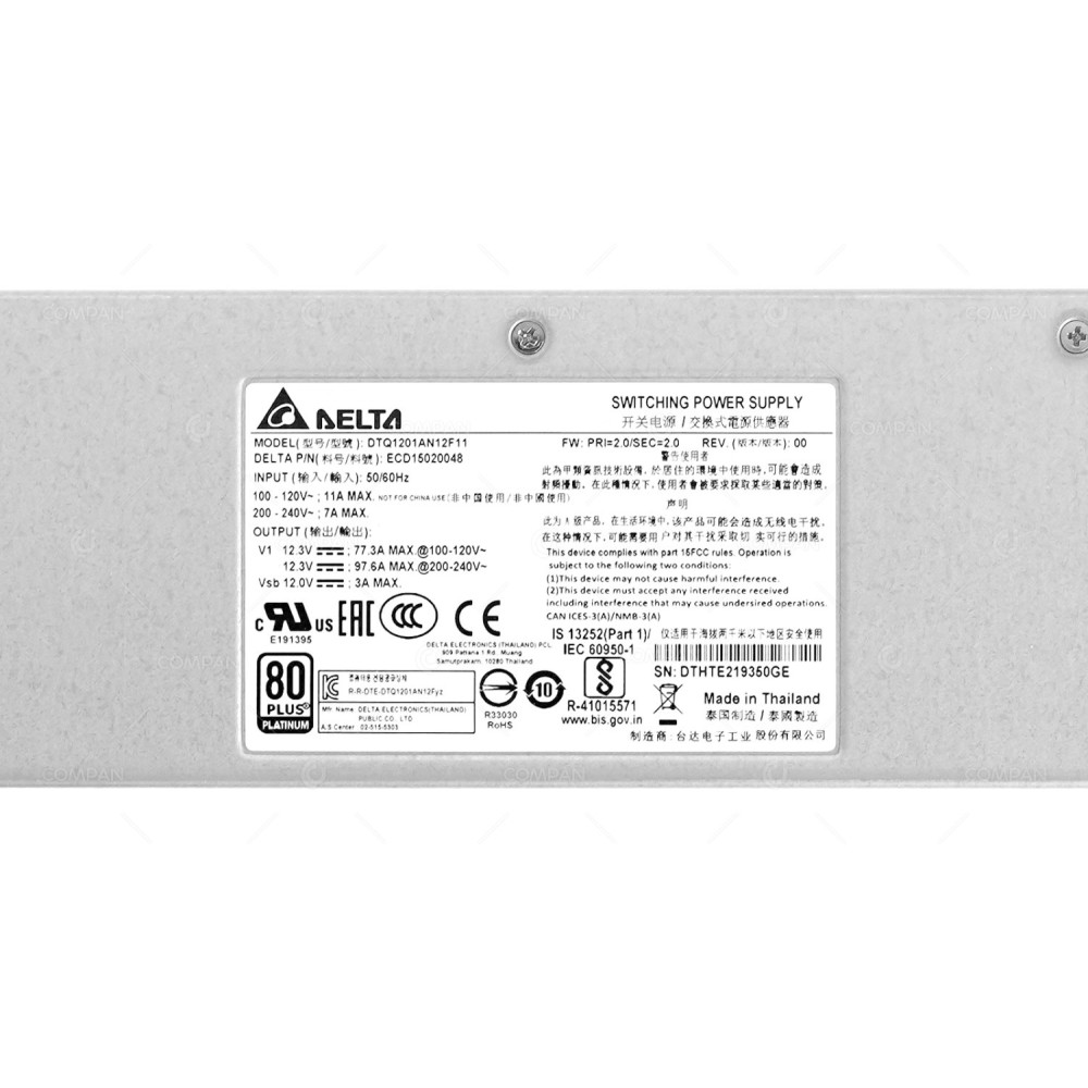 DTQ1201AN12F11  DELTA 1200W SWITCHING POWER SUPPLY FOR HP NIMBLE STORAGE AF40